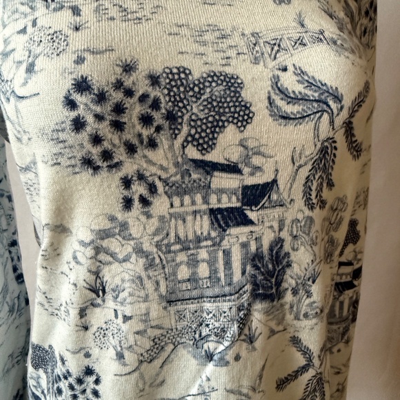 J MCLAUGHLIN SWEATER LENNY CHINOISERIE PRINT CREWNECK LONG SLEEVE BLUE WHITE S - Picture 8 of 10